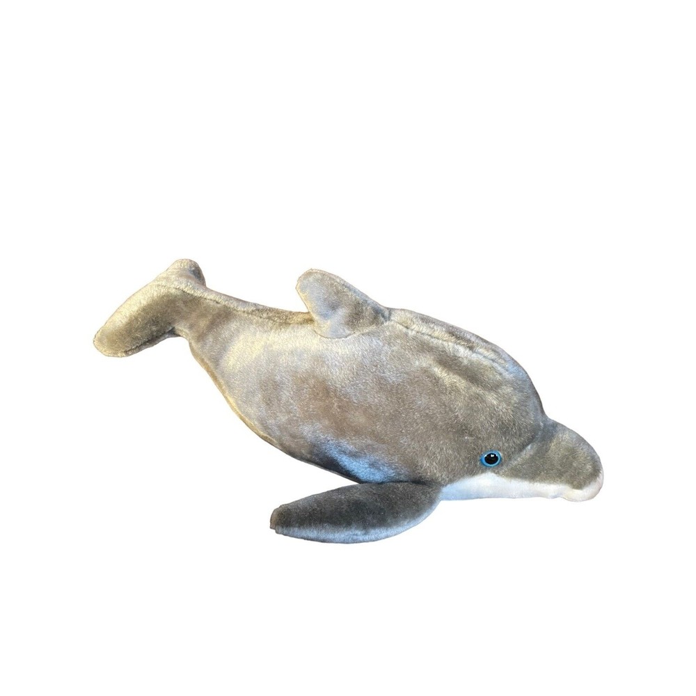 Sea world plush gray and white dolphin stuffed animsl toy 20"
